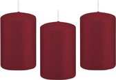 12x Bordeauxrode cilinderkaars/stompkaars 5 x 8 cm 18 branduren - Geurloze kaarsen - Woondecoraties