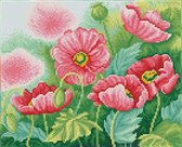 DQK8.024 Diamond Dotz® - Hobby Pakket - Diamond painting volwassenen - Diamond painting met lijst - Roze klaprozen in waterverf 30 x 37cm - Vierkante steentjes - Diamond painting p