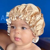 Kaki Satijnen Slaapmuts voor Kinderen van 3-7 jaar / Kinder Hair Bonnet / Haar bonnet van Satijn / Satin bonnet