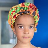 Afrikaanse Kente Print Satijnen Slaapmuts voor Kinderen van 3-7 jaar Satijnen Hair Bonnet