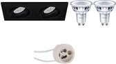 PHILIPS - LED Spot Set - CorePro 827 36D - Primux Borny Pro - GU10 Fitting - Dimbaar - Inbouw Rechthoek Dubbel - Mat Zwart - 5W - Warm Wit 2700K - Kantelbaar - 175x92mm