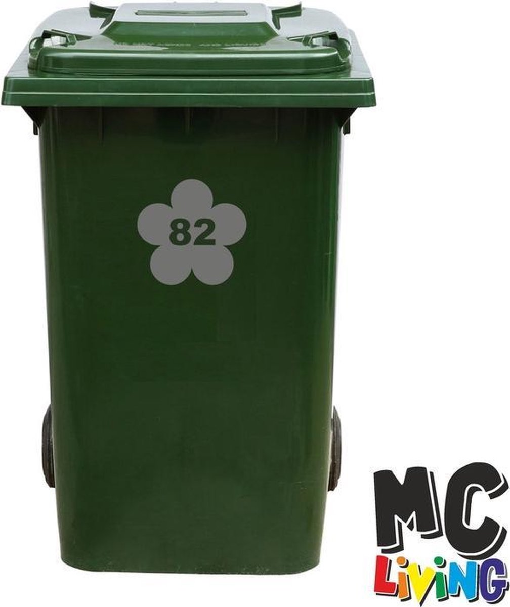 Afbeelding van product MC Living  Kliko Sticker / Vuilnisbak Sticker - Bloem - Nummer 82 - 17x16,5 - Antraciet