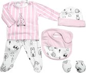 Gamberritos Babyset Junior Katoen Roze/wit 5-delig