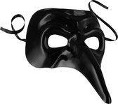 dressforfun - Venetiaans masker met lange neus zwart - verkleedkleding kostuum halloween verkleden feestkleding carnavalskleding carnaval feestkledij partykleding - 303554