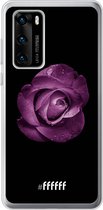 Huawei P40 Hoesje Transparant TPU Case - Purple Rose #ffffff