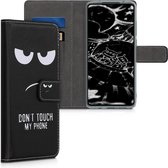 kwmobile telefoonhoesje voor Xiaomi Redmi Note 8 Pro - Hoesje met pasjeshouder in wit / zwart - Don't Touch My Phone design