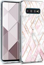 kwmobile telefoonhoesje voor Samsung Galaxy S10 - Hoesje voor smartphone in roségoud / wit / oudroze - Glory Mix Gekleurd Marmer design