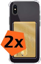 Hoesje Geschikt voor iPhone Xs Max Hoesje Pasjeshouder Shockproof Pas Houder - Hoesje Geschikt voor iPhone Xs Max Hoes Met Kaarthouder - Transparant - 2 PACK