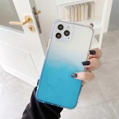 Voor iPhone 12 Gradient Shockproof TPU + Acryl beschermhoes met afneembare knoppen (Gradient Blue)