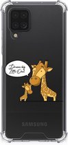 Hoesje Bumper Geschikt voor Samsung Galaxy A12 Telefoon Hoesje met doorzichtige rand Giraffe