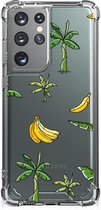 Back Case Siliconen Hoesje Samsung Galaxy S21 Ultra GSM Hoesje met doorzichtige rand Banana Tree