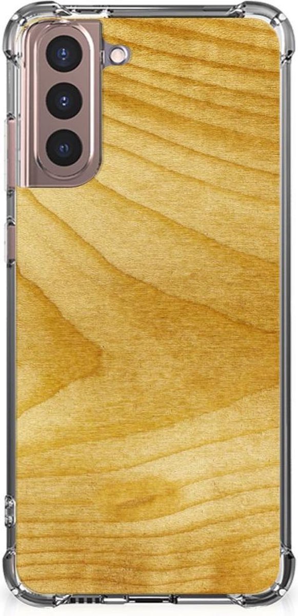 Samsung Galaxy S21 Plus Stevig Telefoonhoesje Licht Hout