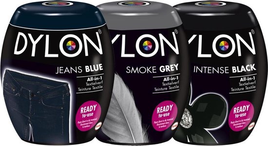 Dylon Textielverf - Intense Black, Smoke Grey & Blue Jeans Pakket | bol.com