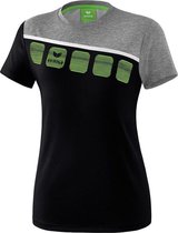 Erima 5-C T-Shirt Dames - Zwart / Grey Melange / Wit | Maat: 36