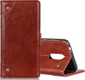 Voor xiaomi redmi k30 koperen gesp nappa textuur horizontale flip lederen case met houder & kaartsleuven & portemonnee (bruin)