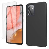 Samsung Galaxy A52 (4G & 5G) / A52s Hoesje - Soft TPU Siliconen Case & 2X Tempered Glas Combi - Zwart