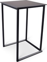 Statafel vierkant stapelbaar | 70x70cm | Times Square | Blad: Dark teak | M-lit Compact outdoor | Frame: Wit | Blad: Dark teak | M-lit Compact outdoor | Frame: Wit
