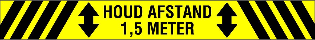 vloersticker houd 1,5 meter afstand corona virus RIVM COVID19 COVID-19 800x100 mm geel zwart