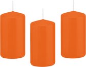 8x Oranje cilinderkaarsen/stompkaarsen 5 x 10 cm 23 branduren - Geurloze kaarsen oranje - Woondecoraties