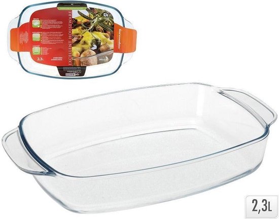 DoaBuy ovenschaal glas 34x215x6 cm - 2300 ml