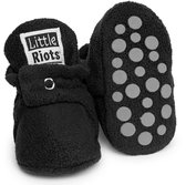 Little Riots - babyslofjes - antislip - fleece stepper - zwart - slofjes voor je baby, dreumes en peuter voor jongens en meisjes - 12-18 Maanden (13cm) - schoenmaat 20-21