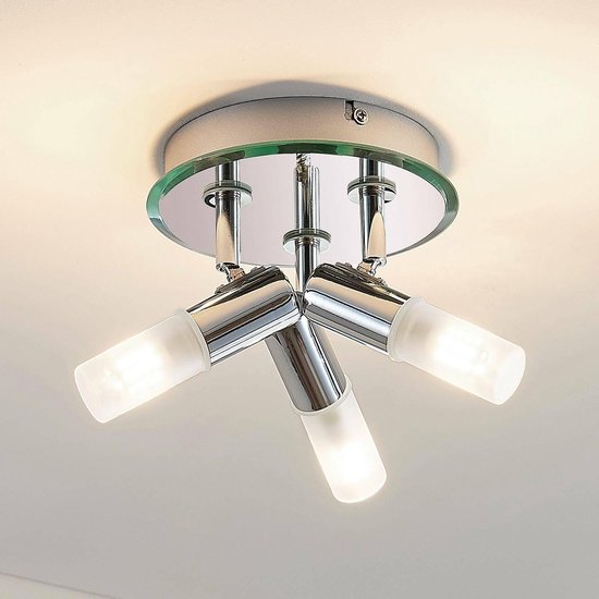 Lindby - Plafondlamp badkamer - 3 lichts - metaal, glas - H: 10.4 cm - G9 - chroom, wit