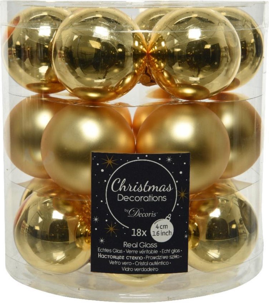 36x stuks kleine kerstballen goud van glas 4 cm mat/glans