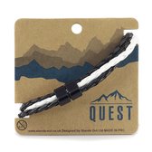 Quest Leren Armband 3 Band Zwart/ Wit Q4