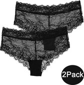 INSUA Dames Slips - 2-Pack - Zwart - Maat L