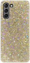 ADEL Premium Siliconen Back Cover Softcase Case pour Samsung Galaxy S21 Plus - Bling Bling Glitter Or