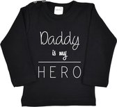 R Rebels | Katoenen Baby Shirt | Daddy is my hero | Zwart | Maat 86/92