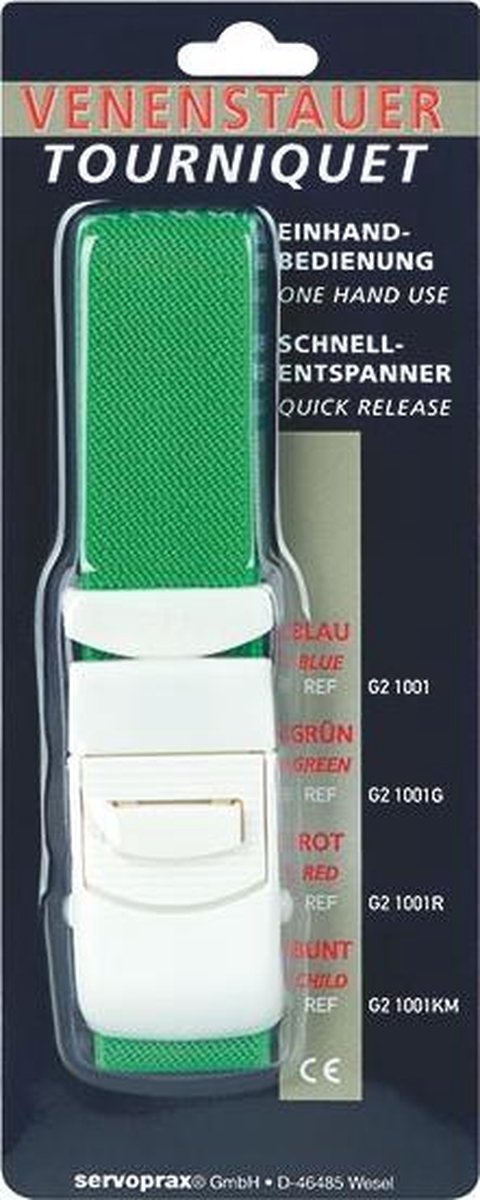Goedkoopste Servoprax® Stuwband Groen - Eenhandbediening - Duurzaam Kunststof - Wasbaar Snelontspanner Veiligheidsslot 40cm - 1 stuk
