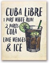 Cocktails Poster Cuba Libre - 20x25cm Canvas - Multi-color