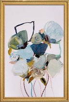 JUNIQE - Poster met houten lijst Bloom 0831 -13x18 /Blauw & Grijs