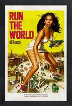 JUNIQE - Poster in houten lijst Run the World -20x30 /Geel