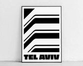 Tel Aviv City On Canvas Poster Black - 60x80cm Canvas - Multi-color