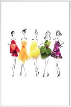 JUNIQE - Poster met kunststof lijst Regenboog - modeschets -13x18
