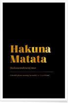 JUNIQE - Poster Hakuna Matata gouden -13x18 /Goud & Zwart