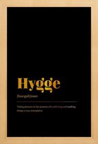 JUNIQE - Poster met houten lijst Hygge gouden -20x30 /Goud & Zwart