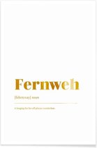 JUNIQE - Poster Fernweh gouden -40x60 /Goud & Wit