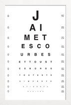 JUNIQE - Poster in houten lijst Eye Chart Je t'aime -40x60 /Wit &