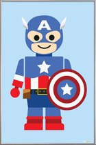 JUNIQE - Poster met kunststof lijst Capitan America Speelgoed -30x45