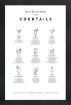 JUNIQE - Poster met houten lijst Cocktail infographic -60x90 /Wit &