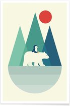 JUNIQE - Poster Bear You -30x45 /Blauw & Groen