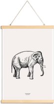 JUNIQE - Posterhanger Olifant -40x60 /Grijs & Ivoor