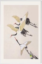 JUNIQE - Poster in kunststof lijst Vliegende kraanvogels -30x45 /Grijs