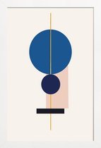 JUNIQE - Poster met houten lijst Equilibrium gouden -40x60 /Blauw &