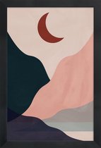 JUNIQE - Poster in houten lijst Hillscape -40x60 /Grijs & Rood