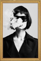 JUNIQE - Poster met houten lijst Smoke -20x30 /Wit & Zwart