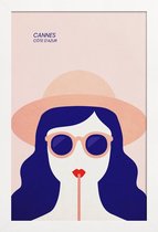 JUNIQE - Poster in houten lijst Cannes -40x60 /Blauw & Roze
